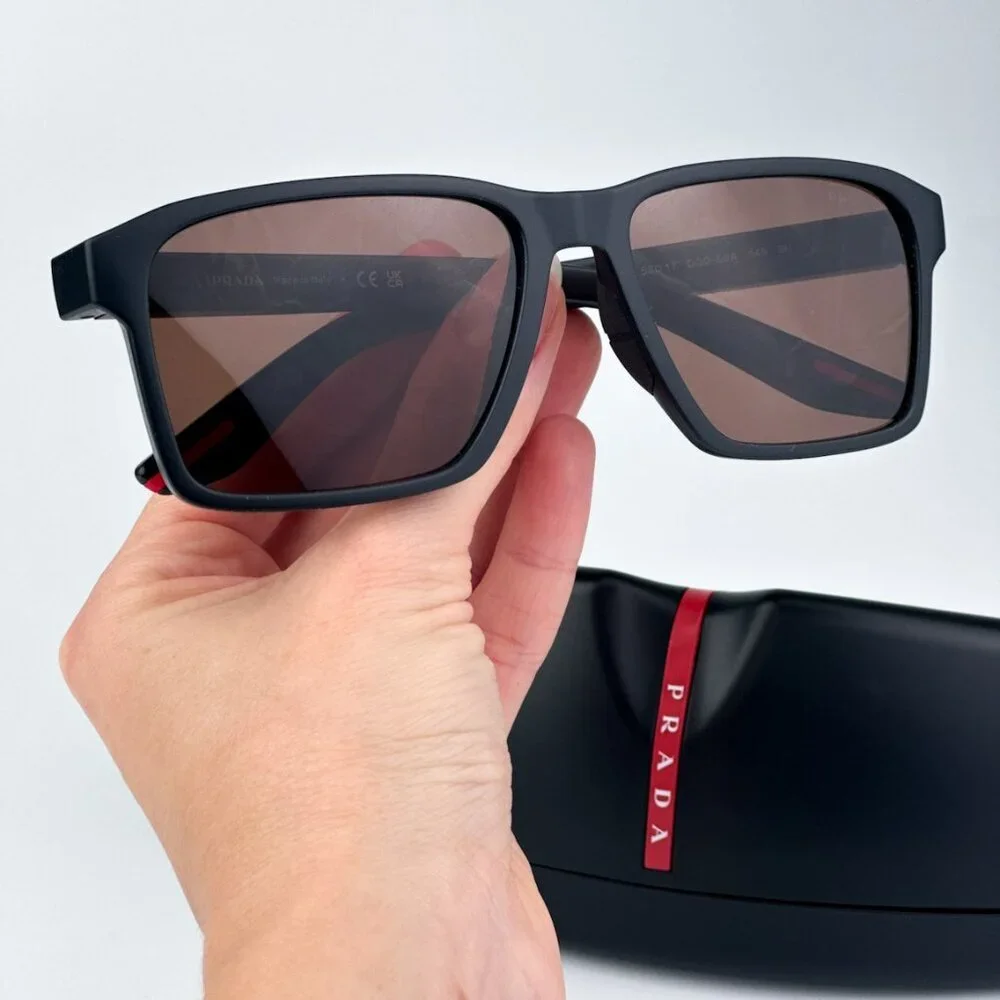 Prada Linea Rossa PS05YS DG050A BRAND NEW Sunglasses Black Rubber Brown Unisex